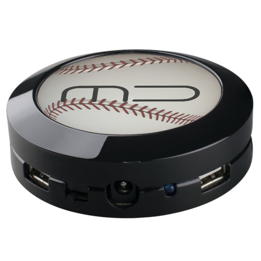 Monogram Baseball USB Charging Station (Angled Back)