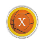 Monogram Basketball Balls Sports Pattern Pin at Zazzle