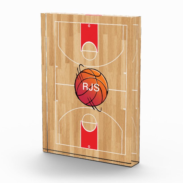 Monogram Basketball on basketball court Acrylic Award (Right)
