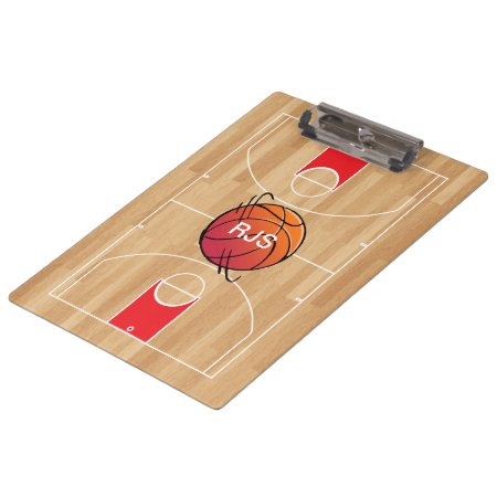 Monogram Basketball On Basketball Court Clipboard