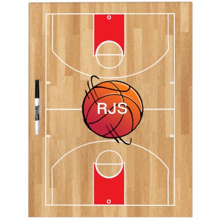 Monogram Basketball On Basketball Court Dry Erase Board