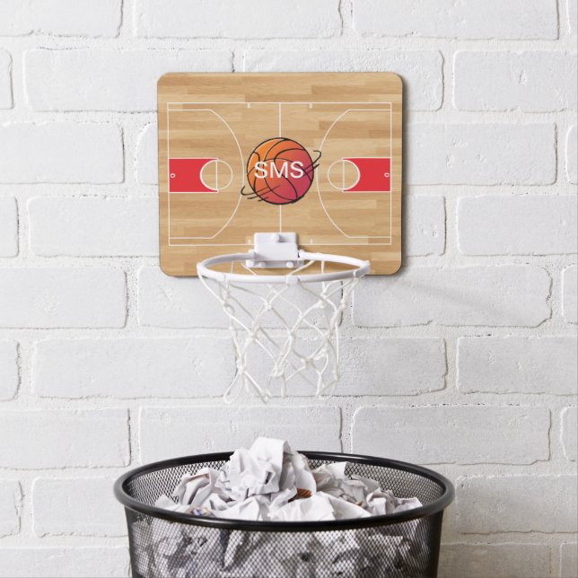 Monogram Basketball on Basketball Court Mini Basketball Hoop (In Situ)