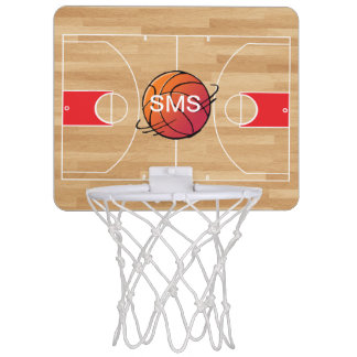 Monogram Basketball on Basketball Court Mini Basketball Hoop