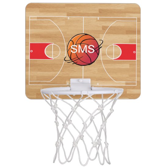 Monogram Basketball on Basketball Court Mini Basketball Hoop