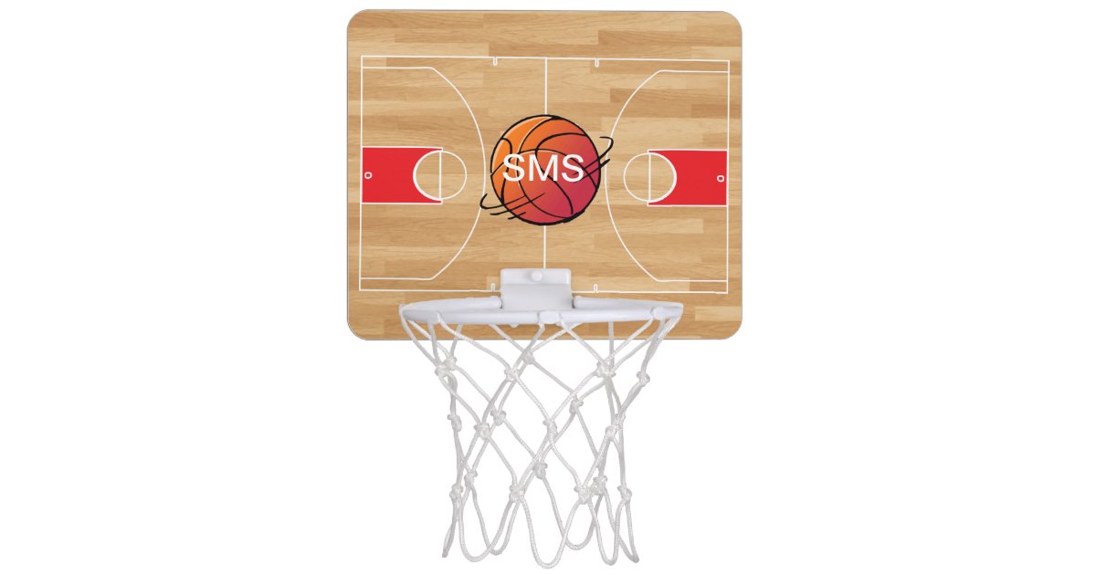 Monogram Basketball On Basketball Court Mini Basketball Hoop