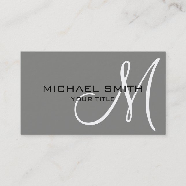 Monogram Battleship grey color background Business Card (Front)
