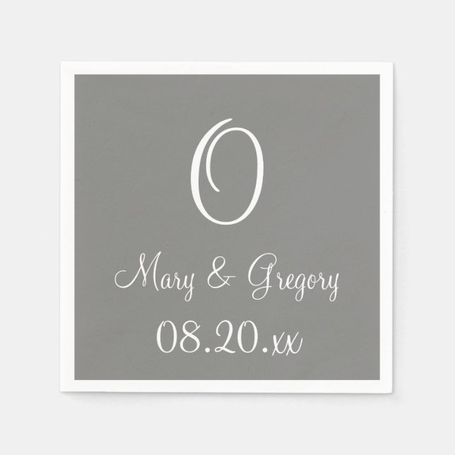 Monogram Battleship Grey Modern One Color Napkins (Front)