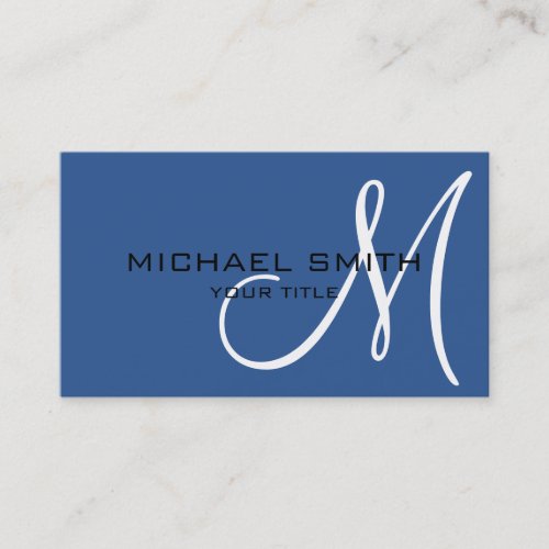 Monogram Bdazzaled blue color background Business Card