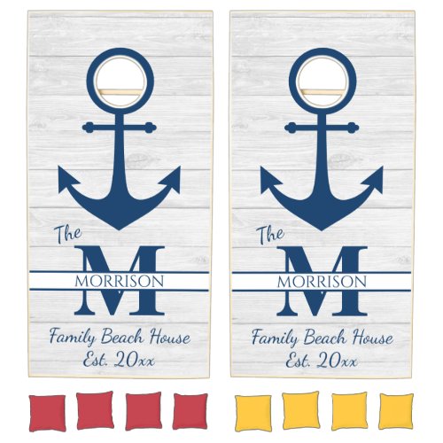 Monogram Beach House Anchor Family Cornhole Set