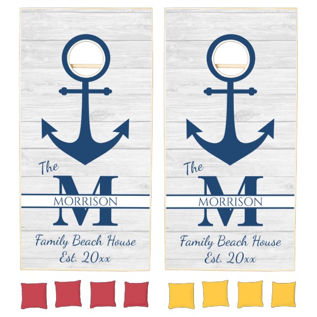 Monogram Beach House Anchor Family Cornhole Set (Set)