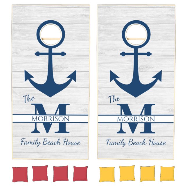 Monogram Beach House Anchor Family Cornhole Set (Set)
