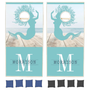 Monogram Beach House Ocean Cornhole Set