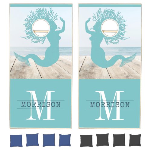 Monogram Beach House Ocean Cornhole Set