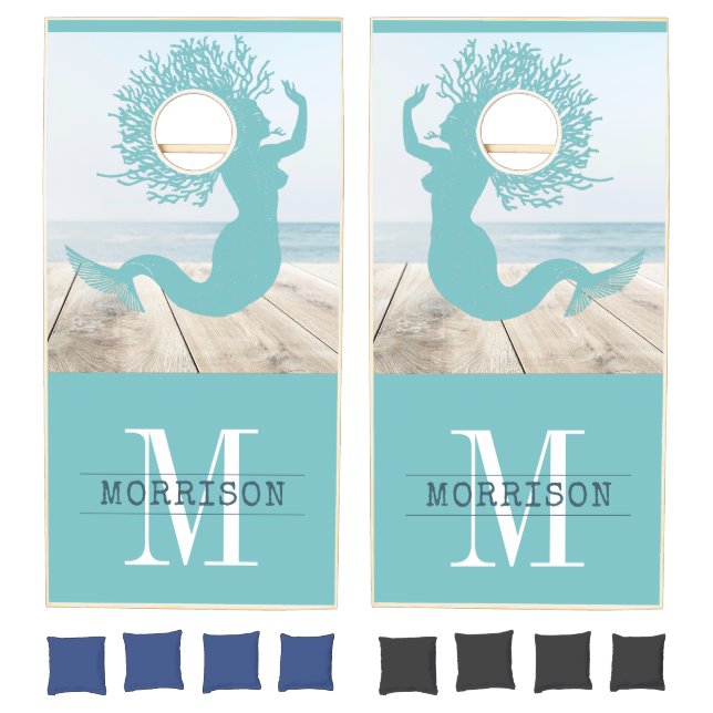 Monogram Beach House Ocean Cornhole Set (Set)