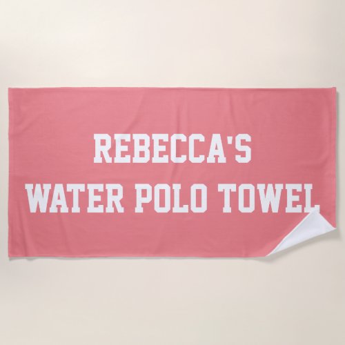 Monogram Beach Water Polo Swim Team Pink Towel