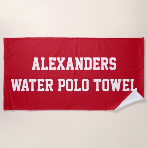 Monogram Beach Water Polo Swim Team Red Towel