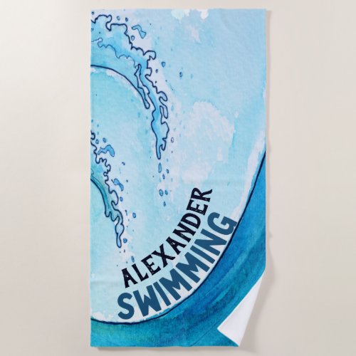 Monogram Beach Wave Swim Team Sports Beach Towel