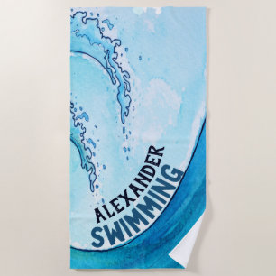 Monogram Beach Wave Swim Team Sports Towel