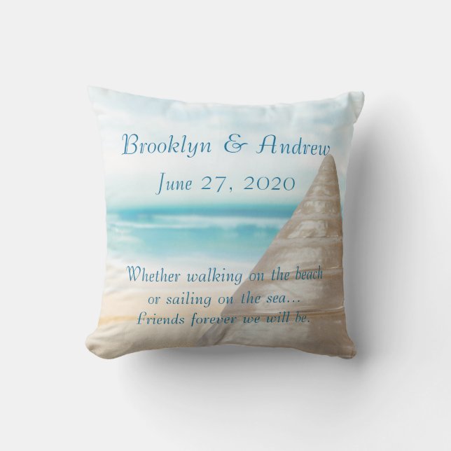 Monogram Beach Wedding Pillows (Front)
