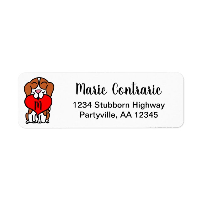 Monogram Beagle Cartoon Address Label (Front)