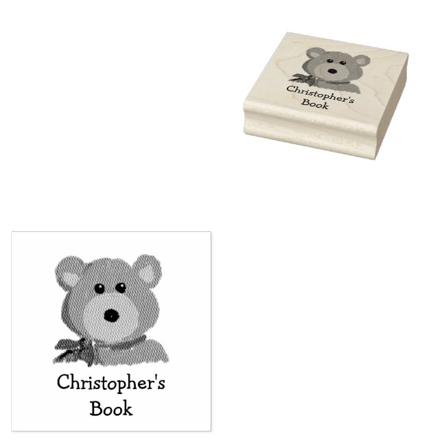 Monogram Bear This Book Belongs to Rubber Stamp (Stamped)
