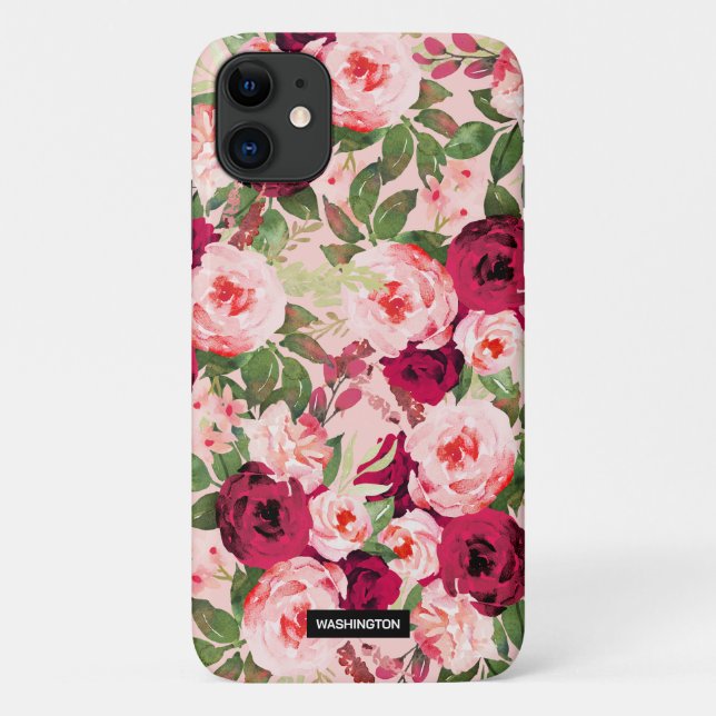 Monogram beautiful and classy floral Pink Case-Mate iPhone Case (Back)