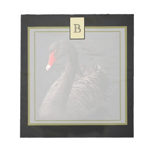 Monogram Beautiful Black Swan Notepad