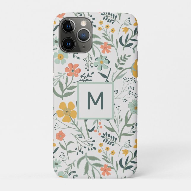 Monogram Beautiful Botanical Floral Pattern Case-Mate iPhone Case (Back)