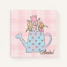 Monogram beautiful hand drawn botanical Pink blue