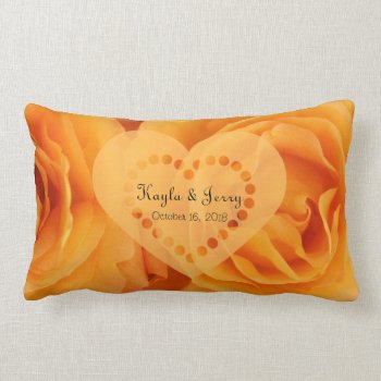 Monogram Beautiful Orange Hybrid Tea Roses Heart Lumbar Pillow by BeverlyClaire at Zazzle
