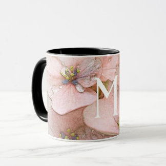 Monogram Beautiful Peach Watercolor Flower Mug
