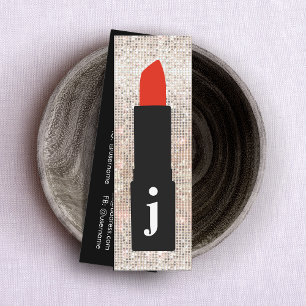Monogram Beauty Sequin Cute Makeup Artist Lipstick Mini Business Card
