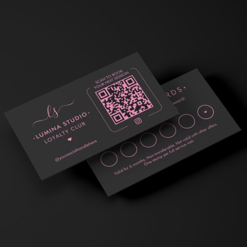 Monogram Beauty Specialist Pink Black Rewards Loyalty Card