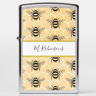 Monogram Bee Honeycomb Honey bee Zippo Lighter