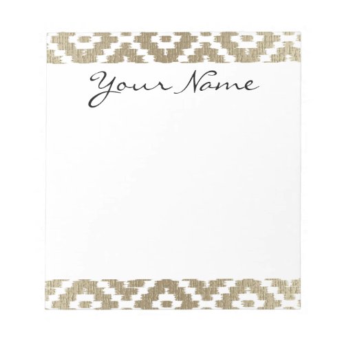 Monogram Beige Aztec Tribal Ikat Diamond Pattern Notepad