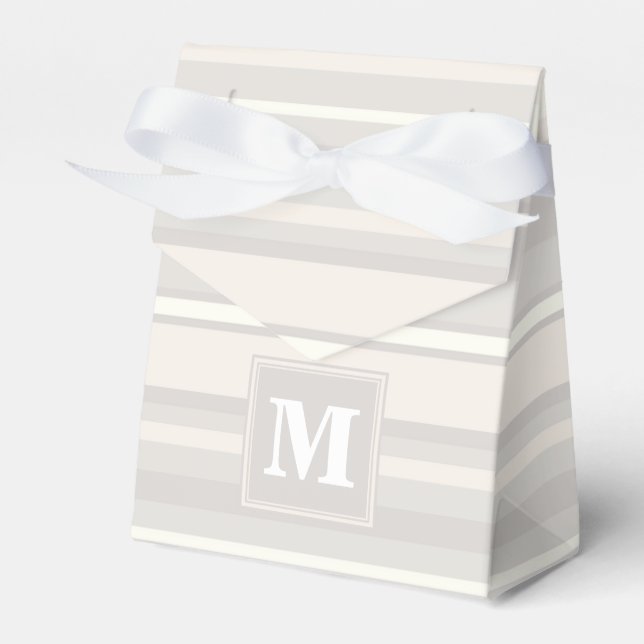 Monogram beige stripes favor boxes (Front Side)