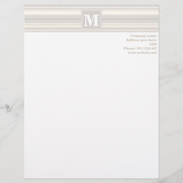 Monogram beige stripes letterhead (Front)