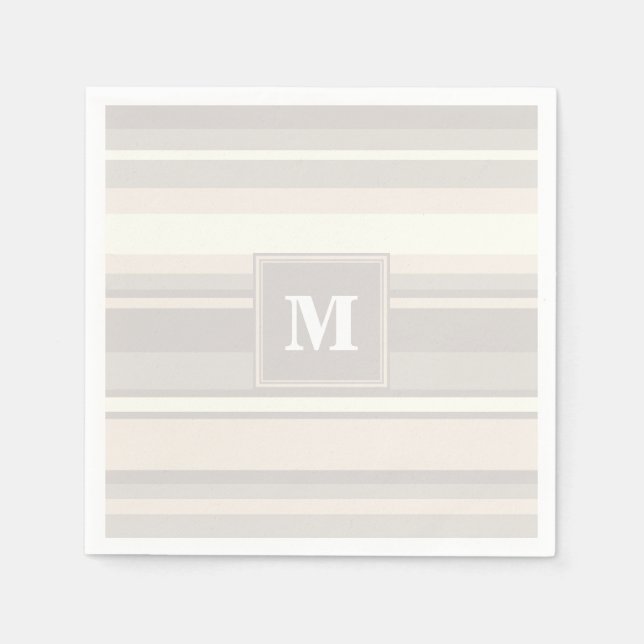 Monogram beige stripes napkins (Front)