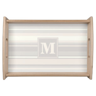 Monogram beige stripes serving tray