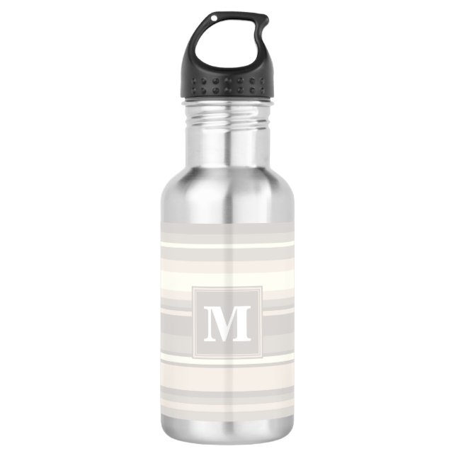 Monogram beige stripes water bottle (Front)