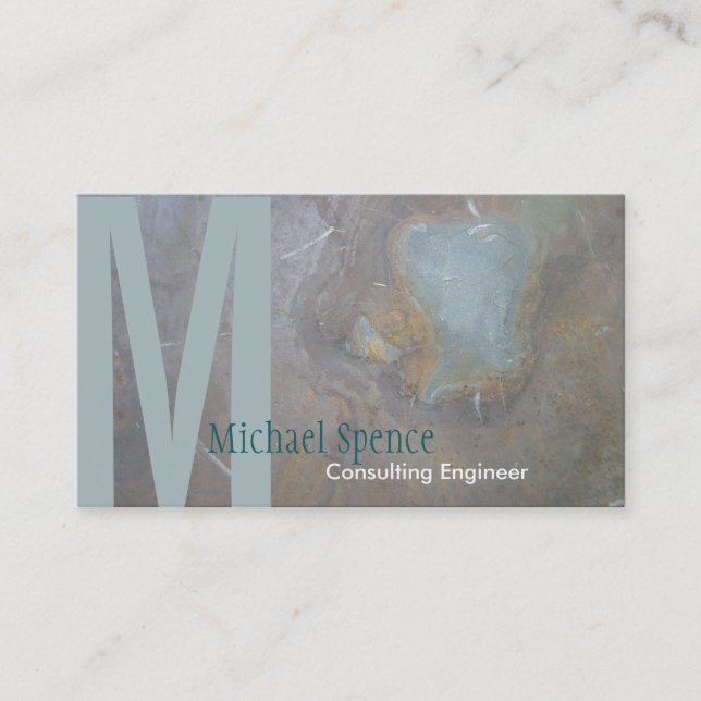 Monogram Beige Turquoise Engineering Business Card (Front)