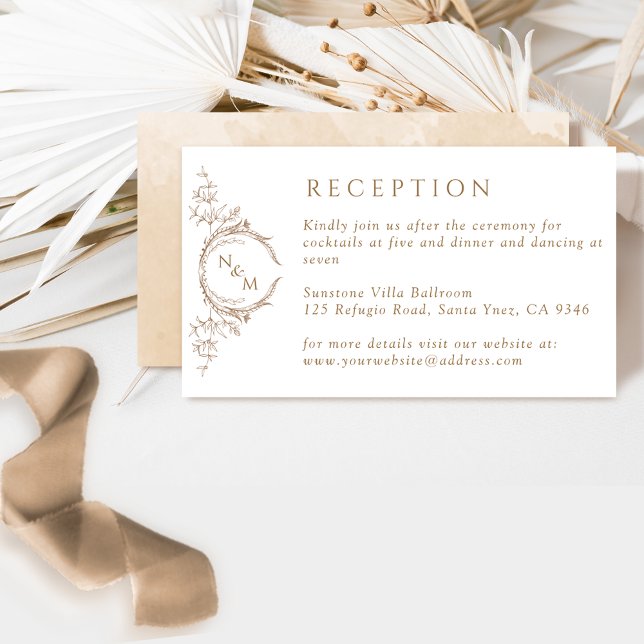 Monogram Beige Watercolor Wedding Reception Enclosure Card (Creator Uploaded)