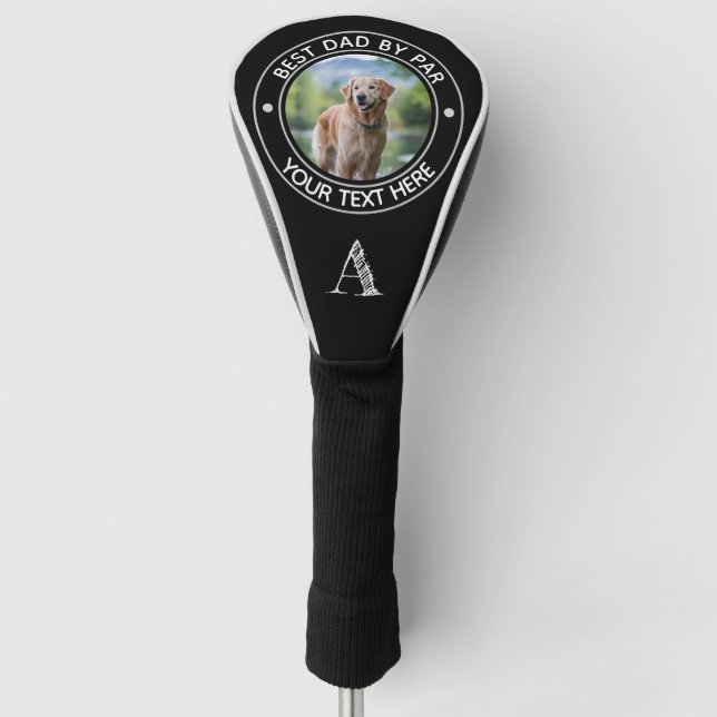 Monogram Best Dad By Par Dog Photo Personalized Golf Head Cover (Front)
