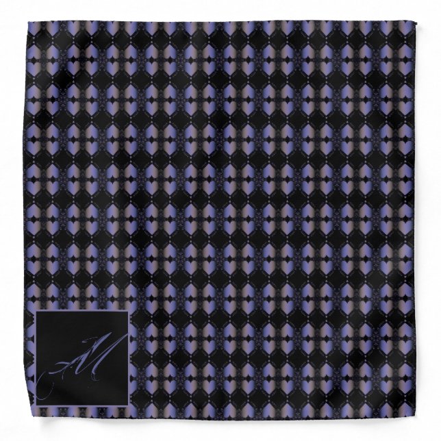 Monogram Best Man 3D Neon Blue&Black Bandana (Front)