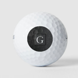 Monogram Best Man Groomsman Black Leather Print Golf Balls