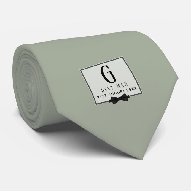 Monogram BEST MAN Groomsmen Groomsman Black Tie (Rolled)
