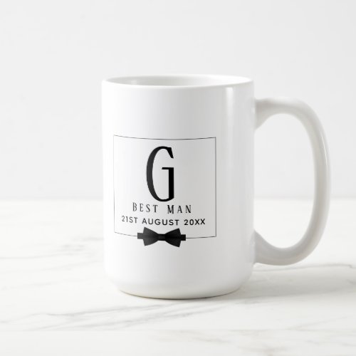 Monogram BEST MAN Groomsmen Groomsman Black Tie Coffee Mug