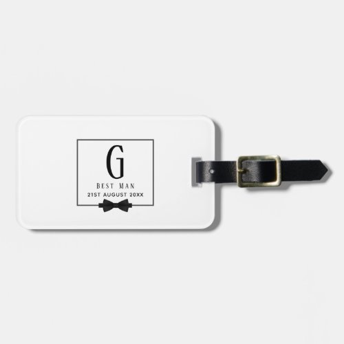 Monogram BEST MAN Groomsmen Groomsman Black Tie Luggage Tag