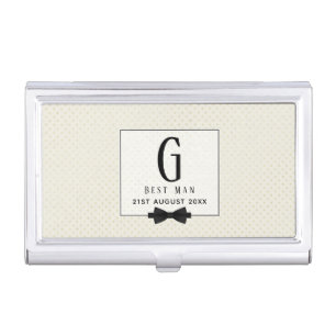 Monogram BEST MAN Groomsmen Groomsman Fleurdelis Business Card Case