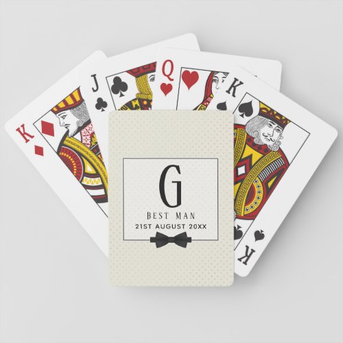 Monogram BEST MAN Groomsmen Groomsman Fleurdelis Poker Cards
